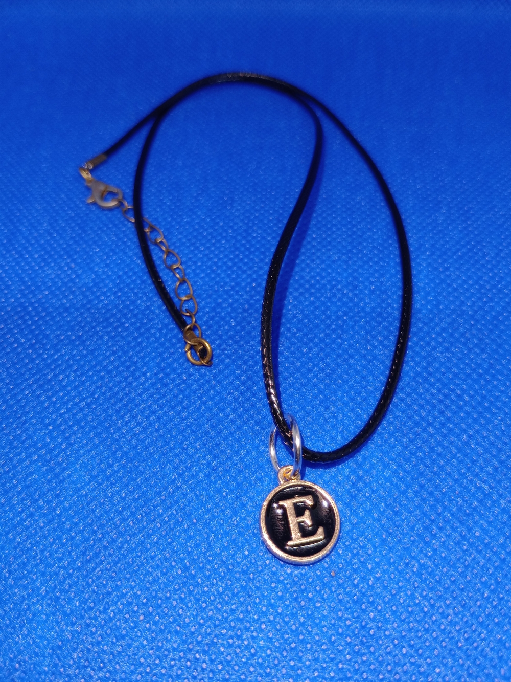 Initial 'E' Pendant Necklace in Black and Gold